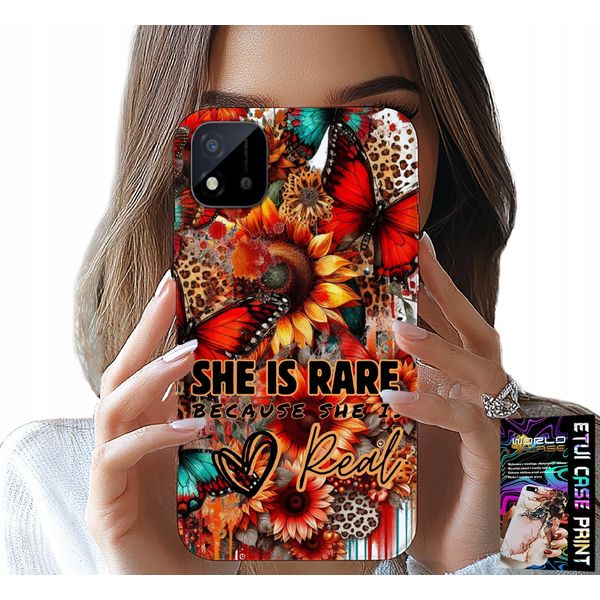 Custodia Per Realme C11 2021 - She Is Rare, Girasoli, Fiori, Farfalle-image