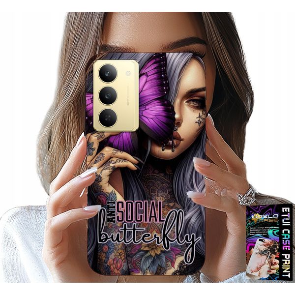 Custodia Per Realme 14X - Anti Social Butterfly Farfalla Rosa + Vetro-image