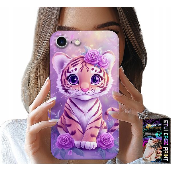 Custodia Per Iphone 16E - Dolce Tigrotto Su Sfondo Rosa + Vetro-image