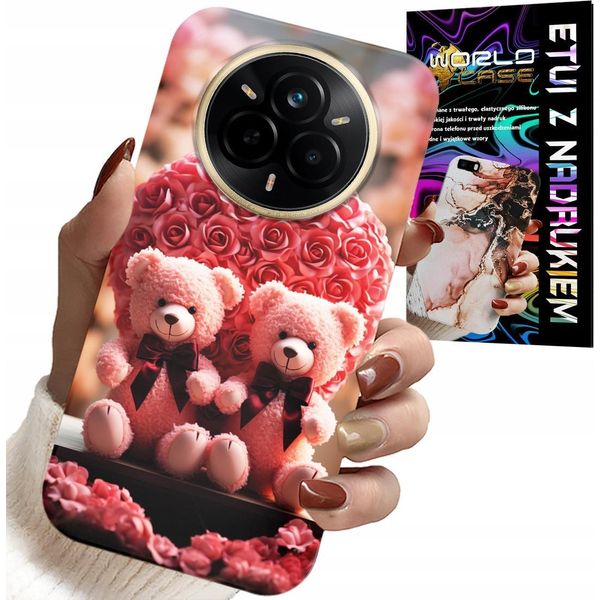 Custodia Per Realme 14 Pro 5G - Famiglia Di Orsacchiotti Rosa Cuore + Pellicola Protettiva-image