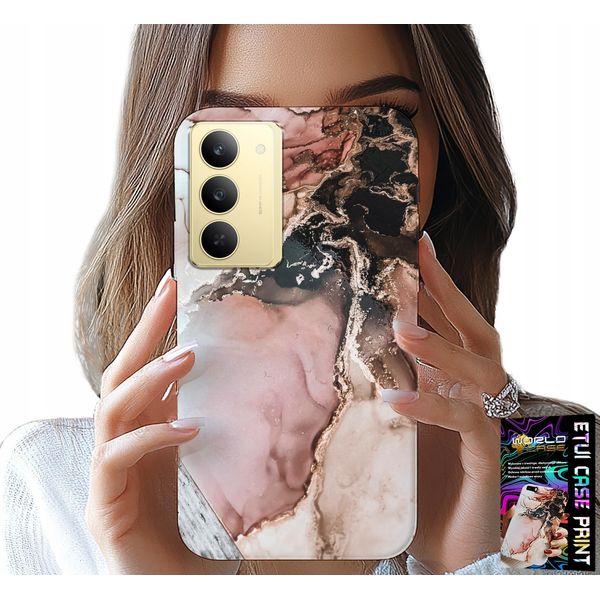 Custodia Per Realme 14X - Elegante Marmo, Motivi Alla Moda + Vetro-image