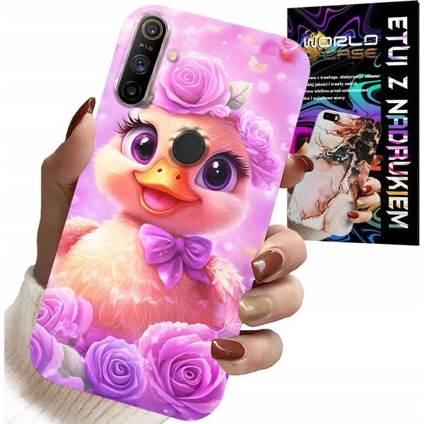 Custodia Per Realme C3 - Dolce Anatroccolo, Anatra Su Sfondo Rosa-image