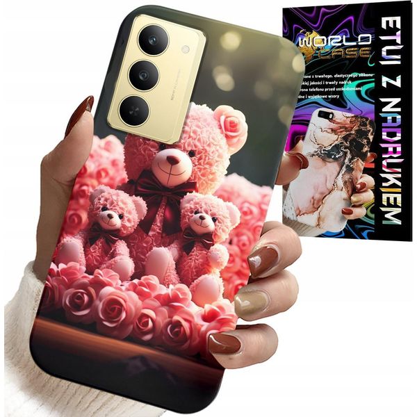Custodia Per Realme 14X - Famiglia Di Orsacchiotti Rosa Regalo + Pellicola Protettiva-image