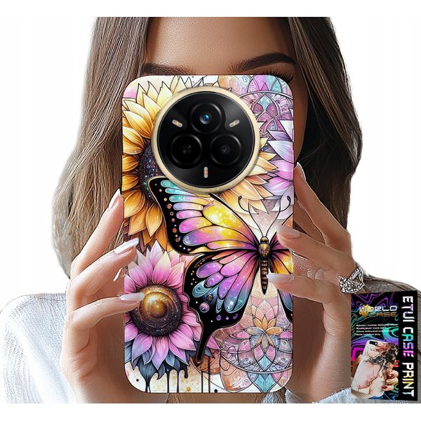Custodia Per Realme 14 Pro+ 5G - Girasole Con Farfalla, Custodia + Pellicola Protettiva-image