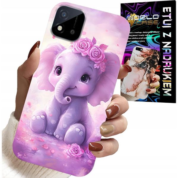 Custodia Per Realme C11 2021 - Dolce Elefantino Su Sfondo Rosa Custodia + Pellicola Protettiva-image