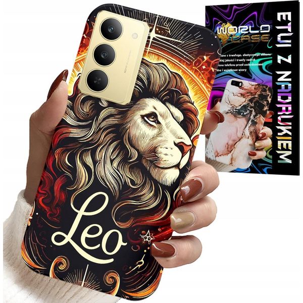 Custodia Per Realme 14X - Leone, Segno Zodiacale Astronomia, Custodia + Vetro-image
