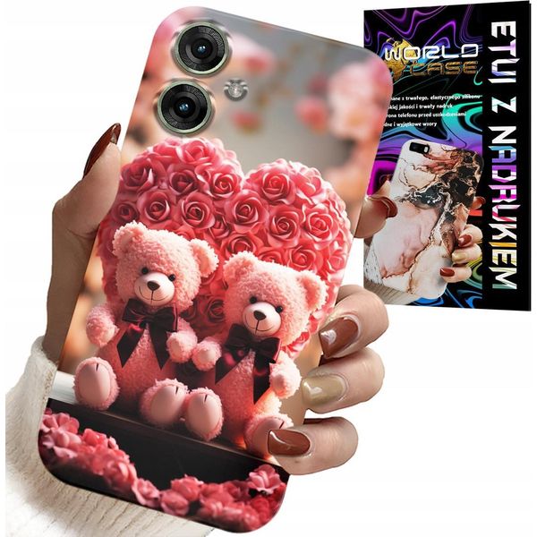 Custodia Per Realme Note 60 - Famiglia Di Orsacchiotti Rosa Cuore + Vetro-image