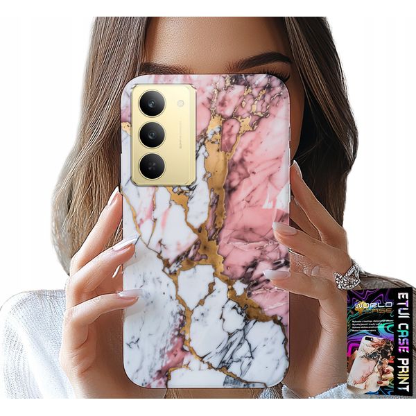 Custodia Per Realme 14X - Rosa E Bianco Marmorizzato, Motivi In Pietra-image