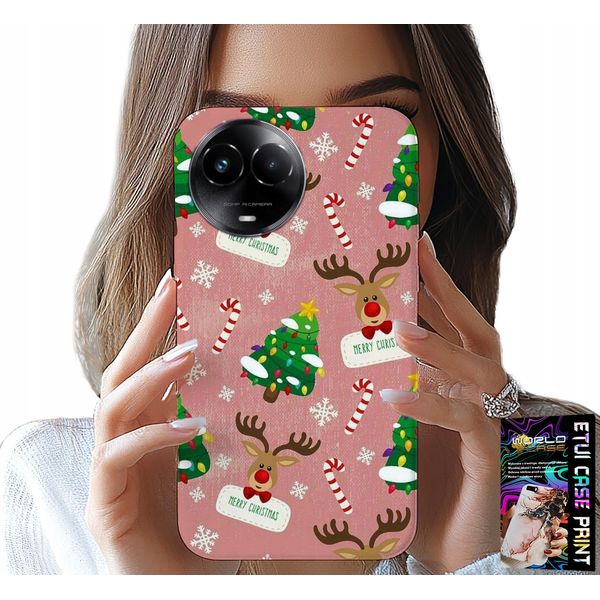 Custodia Per Realme C67 4G - Renna Natalizia, Alberi Di Natale, Bastoncini, Motivi-image