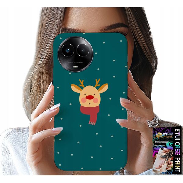 Custodia Per Realme C67 4G - Renna Su Sfondo Verde Motivi Natalizi-image