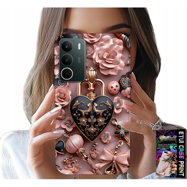 Custodia Per Realme C71 4G - Motivi Femminili Lucchetto Cuore Custodia + Vetro-image