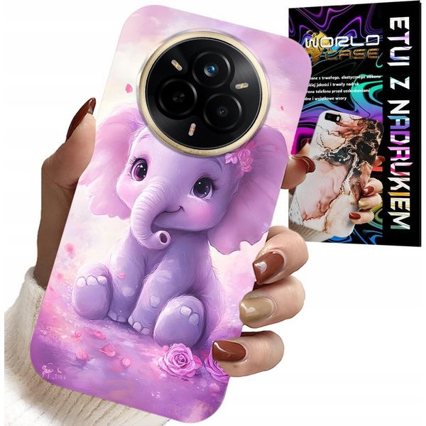 Custodia Per Realme 14 Pro 5G - Dolce Elefantino Su Sfondo Rosa Custodia + Pellicola Protettiva-image