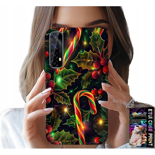 Custodia Per Realme 7 - Bastoncino Di Zucchero, Vischio, Albero Di Natale + Pellicola Protettiva-image
