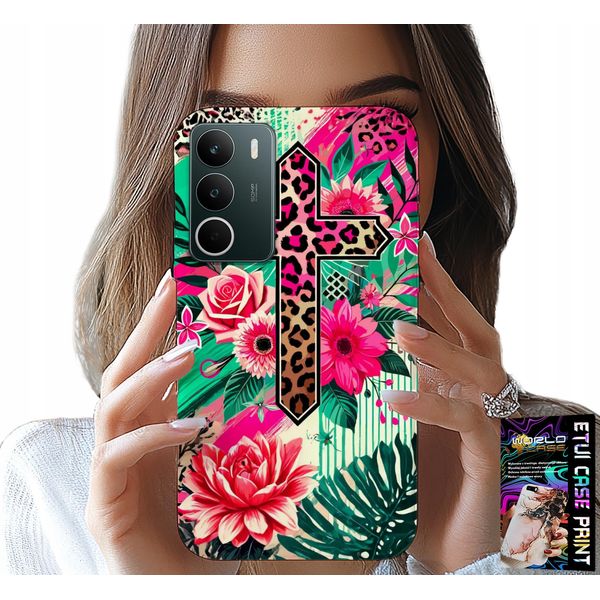 Custodia Per Realme C71 4G - Croce, Rosa Cristianesimo Gesù Retro-image