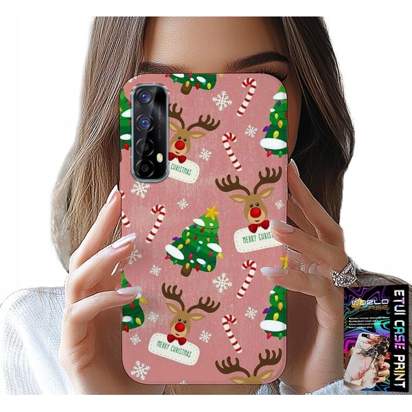 Custodia Per Realme 7 - Renna Natalizia, Alberi Di Natale, Bastoncini, Motivi-image