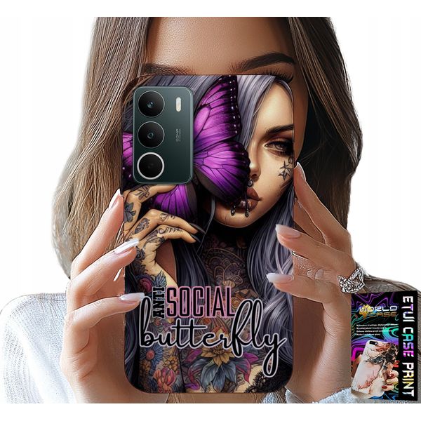 Custodia Per Realme C71 4G - Anti Social Butterfly Farfalla Rosa + Vetro-image