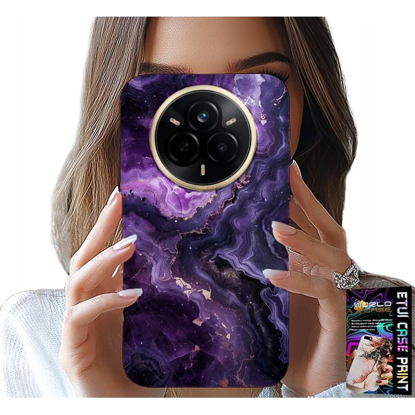 Custodia Per Realme 14 Pro+ 5G - Viola Marmorizzato Alla Moda Femminile + Pellicola Protettiva-image