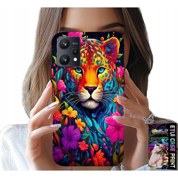 Custodia Per Realme 9 5G - Motivi Floreali Tigre Tigrotti + Pellicola Protettiva-image