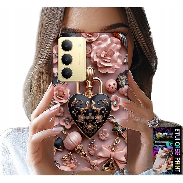 Custodia Per Realme 14X - Motivi Femminili Lucchetto Cuore Custodia + Vetro-image