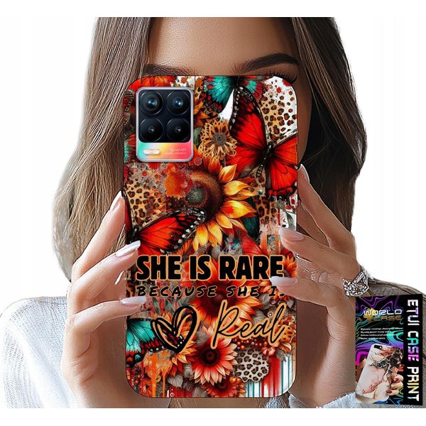 Custodia Per Realme 8 / 8 Pro - She Is Rare, Girasoli, Fiori, Farfalle-image