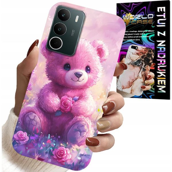 Custodia Per Realme C71 4G - Dolce Orsacchiotto Su Sfondo Rosa, Custodia + Vetro-image