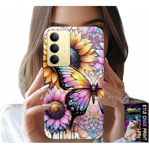 Custodia Per Realme 14X - Girasole Con Farfalla, Custodia + Pellicola Protettiva-image