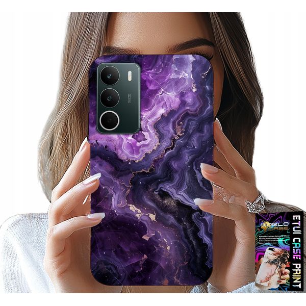 Custodia Per Realme C71 4G - Viola Marmorizzato Alla Moda Femminile + Vetro-image