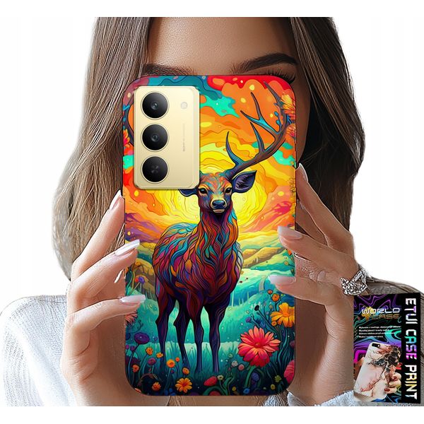 Custodia Per Realme 14X - Motivi Colorati Cervo Alce Animali Della Foresta-image