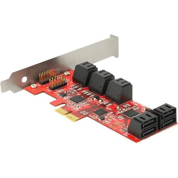 Delock - Controller Di Archiviazione - 10 Trasmettitori/Canale - Sata 6Gb/S A Basso Profilo - 6Gbps - Pcie 2.0 X2 (89384)-image