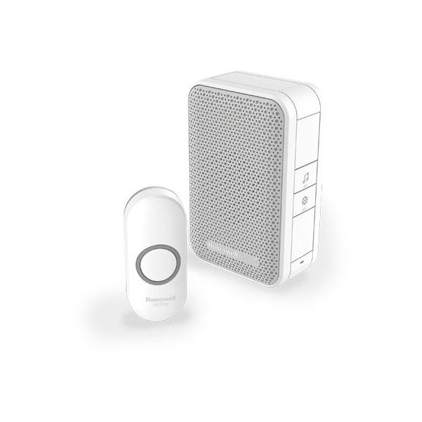 Honeywell Home DC311N Campanello Senza Fili Serie 3, 4 Suonerie, Base Portatile Bianca, Pulsante Di Design-image