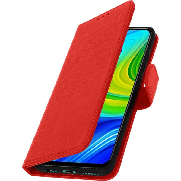 Custodia In Pelle Finta Con Funzione Di Supporto Per Xiaomi Redmi Note 9 - Rosso-image