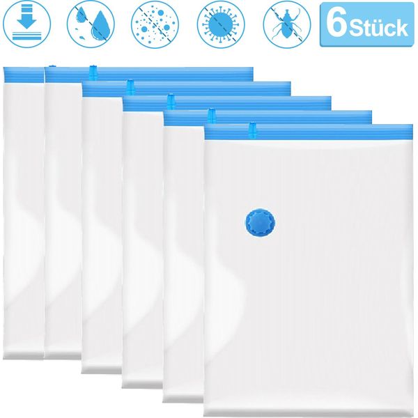 Set Di Sacchetti Sottovuoto Karpal - 6 Sacchetti 40X60 Cm 90% Salvaspazio, Sacchetti Riutilizzabili Per Indumenti, Sacchetti Sottovuoto Per Biancheria Da Letto, Vestiti¡-image