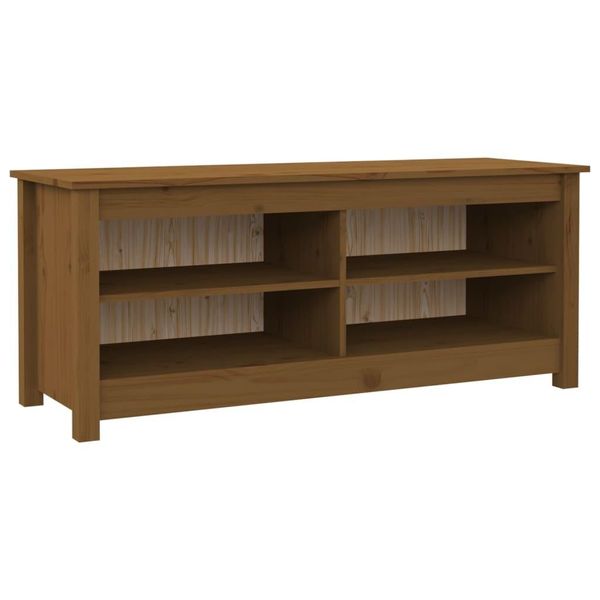 Vidaxl Panca Per Scarpe Marrone Miele 110X38X45,5 Cm In Legno Di Pino Massiccio-image