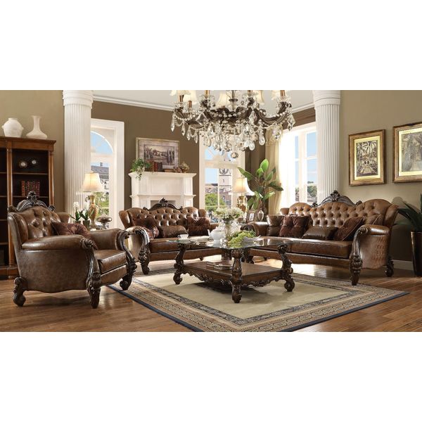 Set Divano 3+2+1 Posti Divano Imbottito Set Divano In Pelle Chesterfield-image