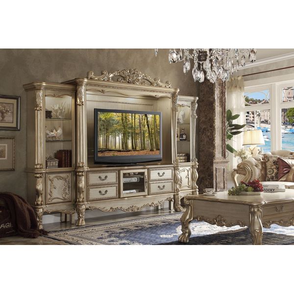 Parete Tv In Legno Stile Barocco Scaffale Mobile Soggiorno Nuovo Pensile Classico-image