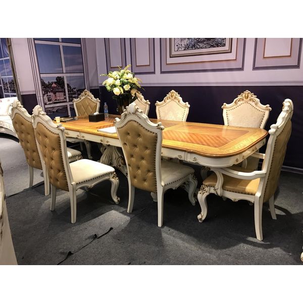 Set Sala Da Pranzo Reale 7 Pezzi Tavolo Barocco Rococò 6X Sedie Nuovo-image