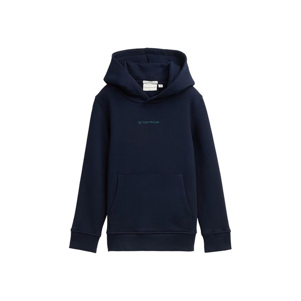 Tom Tailor Jungen Hoodie Sweatshirt Mit Logo-Print, Blau, Uni, Gr. 128/134-image