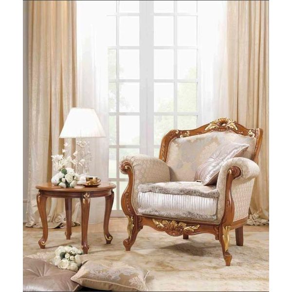 Poltrona Tessile 1 Posto Divano Imbottito Divani Design Lusso Classico Barocco Rococò-image