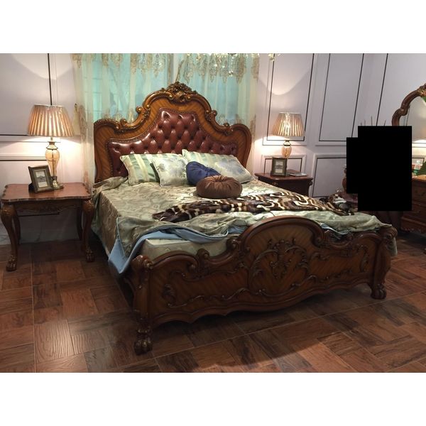 Letto Classico Barocco Rococò Stile Chesterfield Letto Matrimoniale In Pelle Per Hotel Nuovo-image