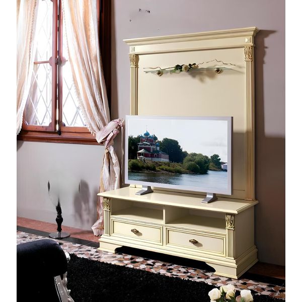 Mobile Tv Tv Da Parete Rtv Basso Mobili Italiani Stile Antico Legno-image
