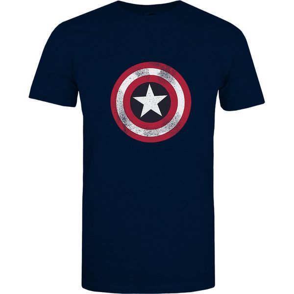 Captain America - Maglietta Da Uomo TV298 (M) (Heather Blue)-image