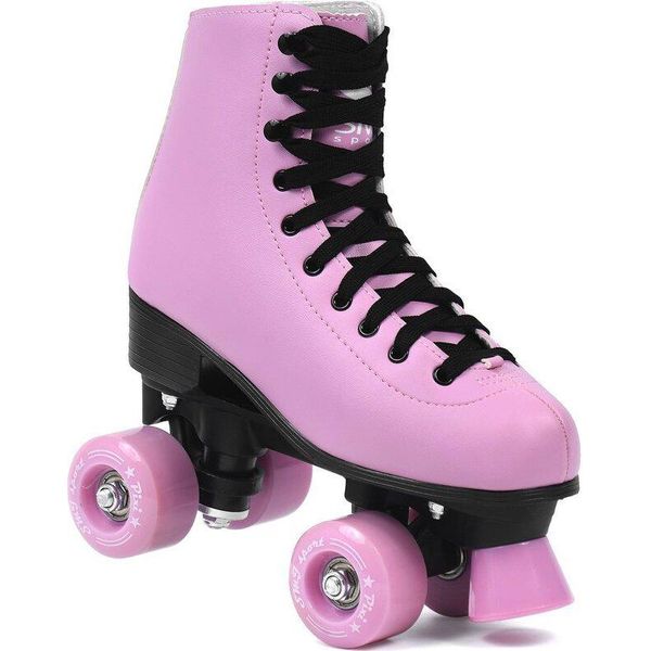 Smj Sport Ladies Classic Retro Roller Skates | ABEC7 Ball Bearing | Pink Girls Classic Roller Skates Inliner Inline Skates | Size 41-image