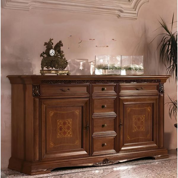 Cassettone Barocco Rococò Cassettiere Cassettiere In Stile Antico In Vero Legno Nuovo Xxl Grande-image