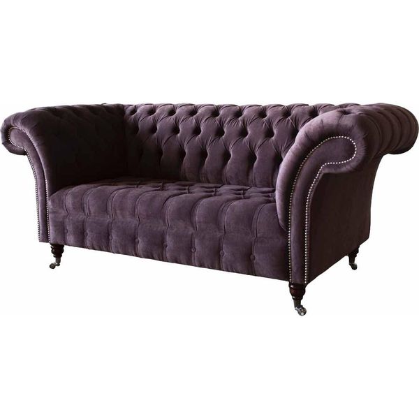 Divano Chesterfield Divano Design Viola Tappezzeria Tessile Due Posti Nuovo-image