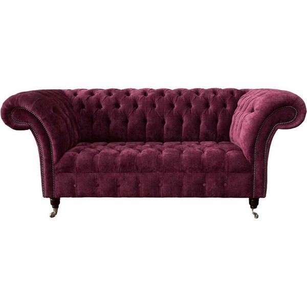 Divano Tessile Divano Chesterfield Tappezzeria 2 Posti Design Rosa-image