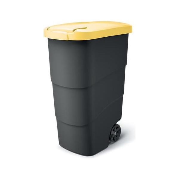 Prosperplast Wheeler Portarifiuti 90L Con Ruote E Coperchio Portarifiuti Grande Portarifiuti Grande Portarifiuti Universale Portarifiuti Plastica Giallo-image