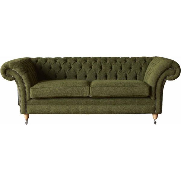 Divano Chesterfield Inglese Divano Da Ufficio Tre Posti In Velluto 230Cm Verde-image