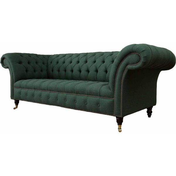 Divano A Tre Posti Tessile Verde Imbottito Mobili Chesterfield Divani Divani-image