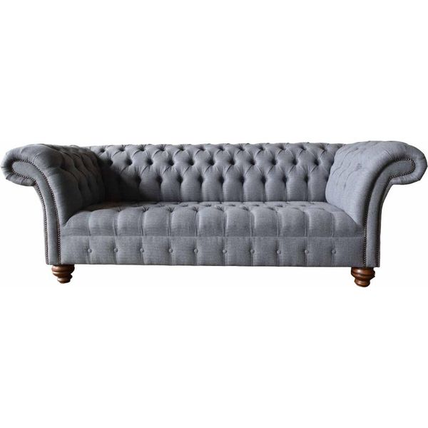 Divano Chesterfield 3 Posti Imbottitura Seduta Tessuto Divano Divano Nuovo-image