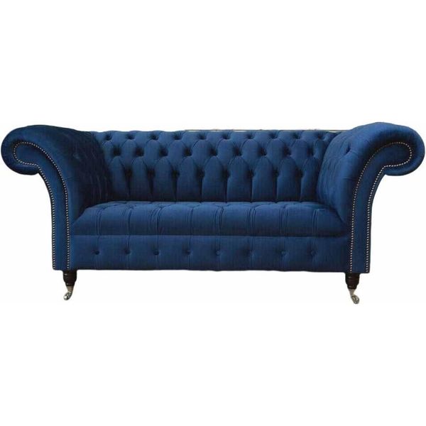 Chesterfield Inglese Per Ufficio Divano Divano 2 Posti Blu Reale-image